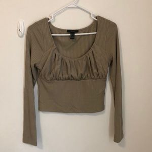 Green/tan cropped long sleeve